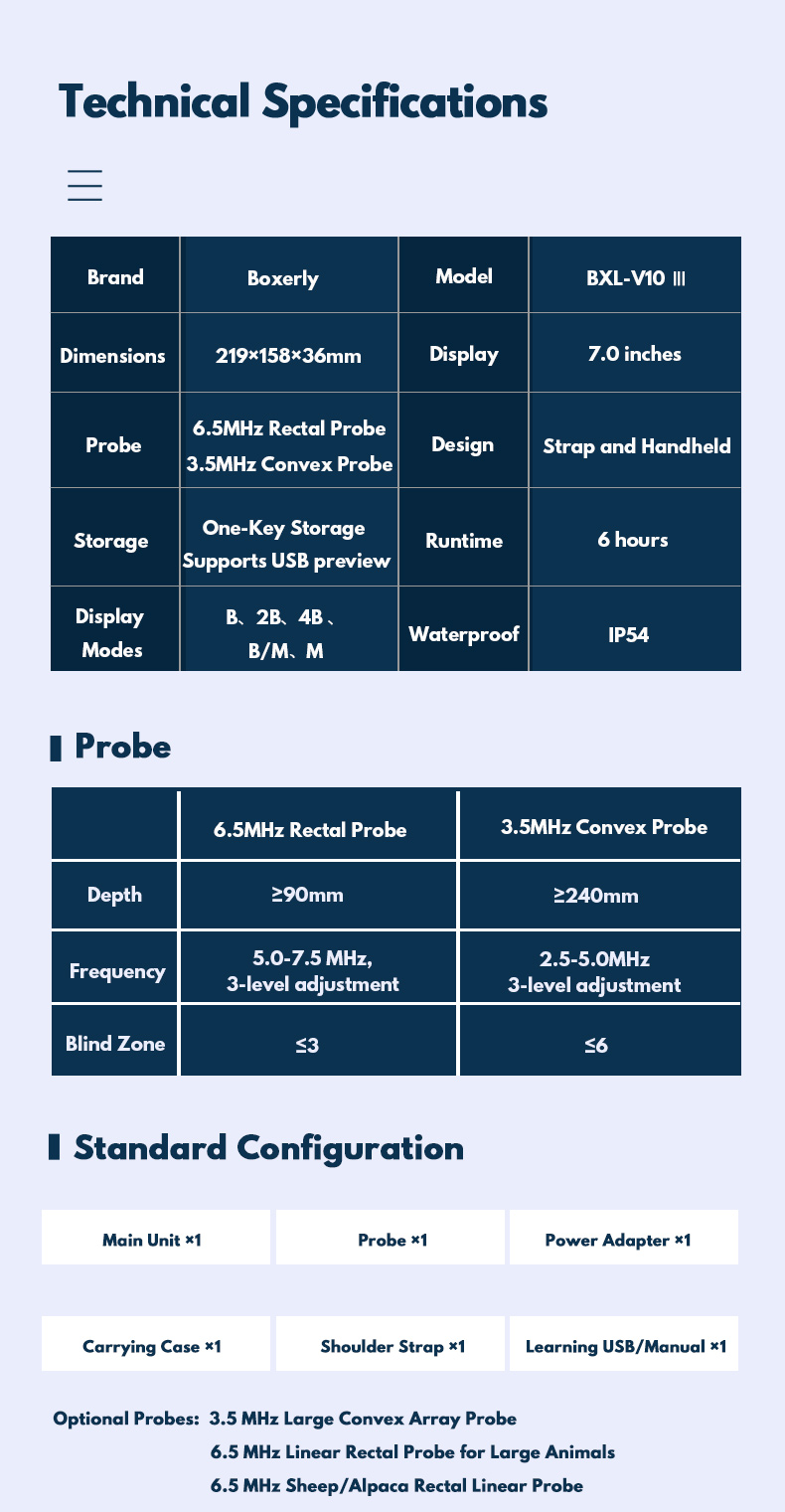 BXL-V10Ⅲ Portable USG Veterinary Ultrasound Machine(图7)